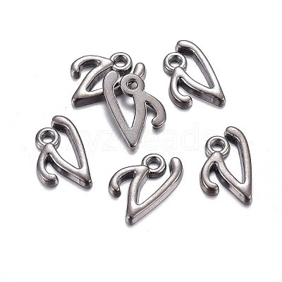 Gunmetal Plated Alloy Letter Pendants LS-PALLOY-J718-01B-V-1