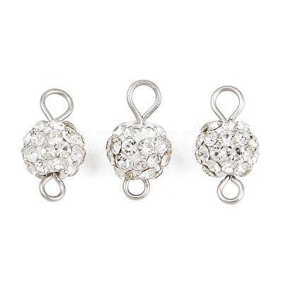 Round Polymer Clay Crystal Rhinestone Connector Charms PALLOY-JF04455-1