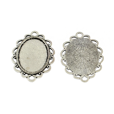 Tibetan Style Zinc Alloy Cabochon Connector Settings TIBEP-R334-280AS-RS-1