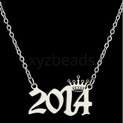 Crown Birth Year 201 Stainless Steel Pendant Necklaces for Women FS-WG4E8F2-75-1