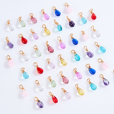 12Pcs 12 Color Glass Charms PALLOY-AB00038-1