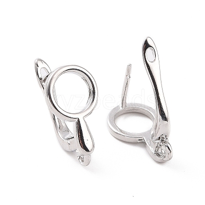 Brass Hoop Earring Findings with Latch Back Closure KK-D086-11P-1