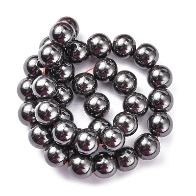 Magnetic Synthetic Hematite Beads Strands G-Q893-12mm-1