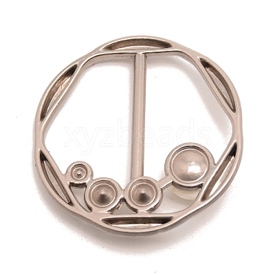 Flat Round Alloy Resin Imitation Pearl Slide Buckles JEWB-TAC0003-02A-1