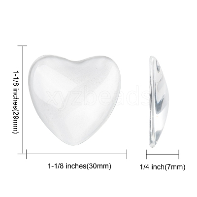 Transparent Glass Heart Cabochons GGLA-R021-30mm-1