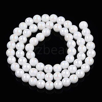 Electroplate Opaque Glass Beads Strands X-GLAA-T032-P6mm-AB02-1