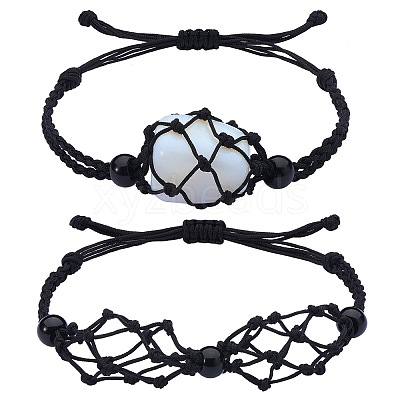 Adjustable Braided Nylon Cord Macrame Pouch Bracelet Making AJEW-SW00013-15-1