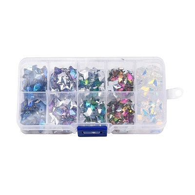 100Pcs 10 Colors Glass Pendants AJEW-H154-08B-1