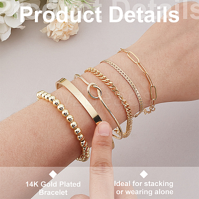 Synthetic Non-magnetic Hematite & Brass & Stainless Steel Cuff Bangles & Link & Charm Bracelets Sets BJEW-PH0004-44-1