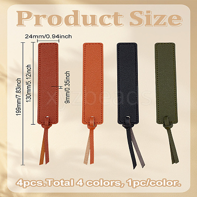 4Pcs 4 Colors PU Leather Bookmarks AJEW-LP0005-89-1