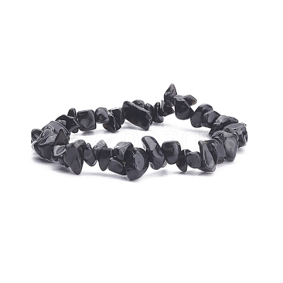 Natural Obsidian Chips Beaded Jewelry Set SJEW-JS01232-01-1