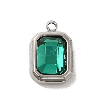 High Polished 304 Stainless Steel Glass Pendants STAS-L022-062P-04-1