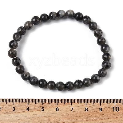 Natural Larvikite Bead Stretch Bracelets X-BJEW-K212-A-046-1