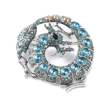 Dragon Rhinestone Brooch Pins JEWB-K018-09AS-02-1