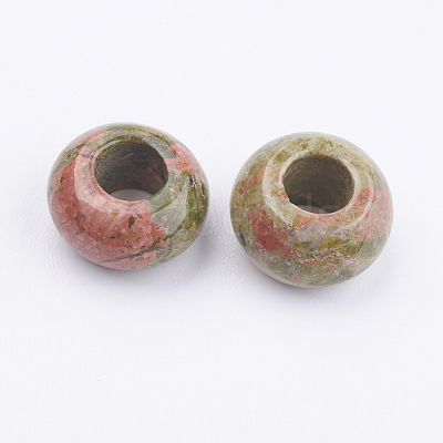 Natural Unakite European Beads X-G-K216-03B-1