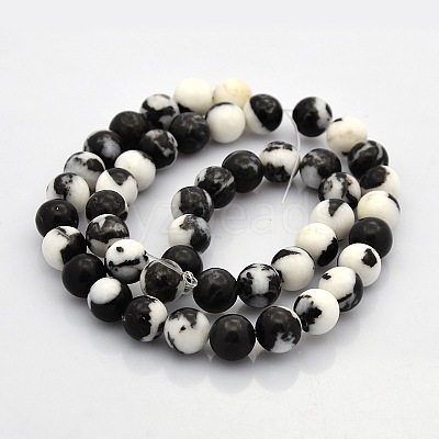 Round Natural Zebra Jasper Gemstone Beads Strands G-N0120-31-8mm-1
