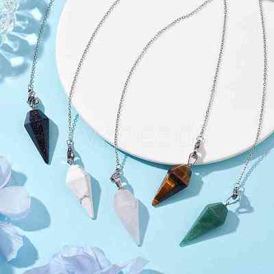 Natural & Synthetic Mixed Gemstone Pointed Dowsing Pendulums PALLOY-JF02609-02-1
