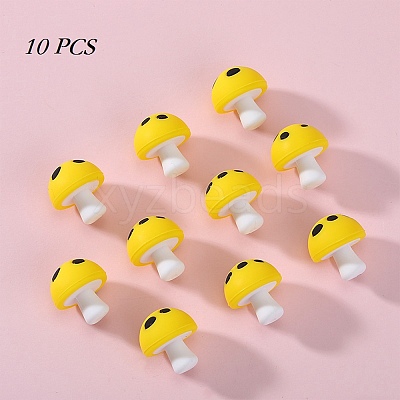 10Pcs Mushroom Silicone Focal Beads JX901J-01-1
