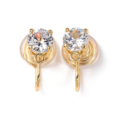 Brass Micro Pave Cubic Zirconia Ear Cuff Findings KK-F898-15C-G-1