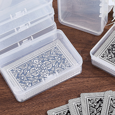 4Pcs Plastic Card Storage Boxes with Hinged Lids CON-CP0001-017-1