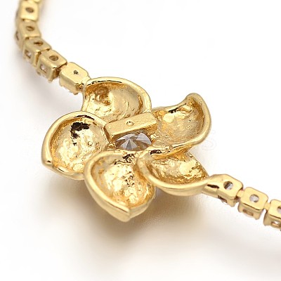 Golden Plated Brass Cubic Zirconia Cup Chain Bracelets BJEW-H0001-04G-1