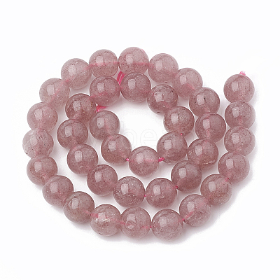Natural Dyed Strawberry Quartz Beads Strands G-S295-15-6mm-1-1