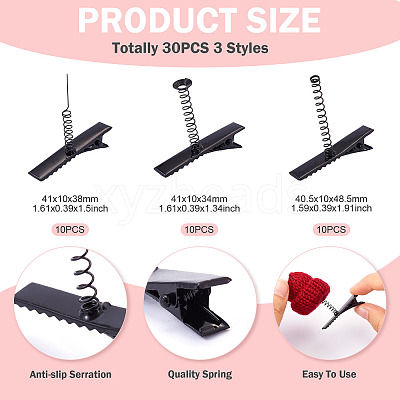 30Pcs 3 Styles Iron Alligator Hair Clips Findings PHAR-TA0001-10-1
