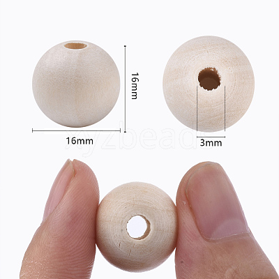 Natural Unfinished Wood Beads WOOD-S651-A16mm-LF-1