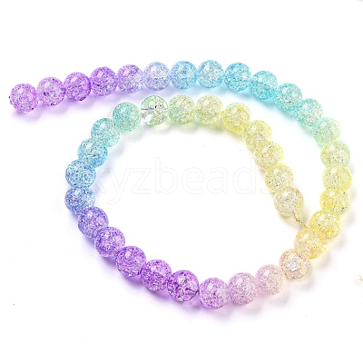 Spray Painted Crackle Glass Beads Strands DGLA-C002-10mm-07-1