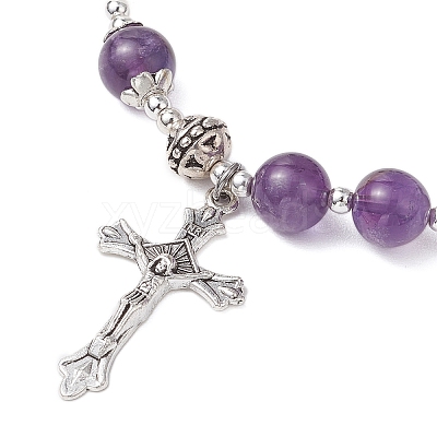 Natural Amethyst Beaded Bracelets BJEW-TA00564-01-1