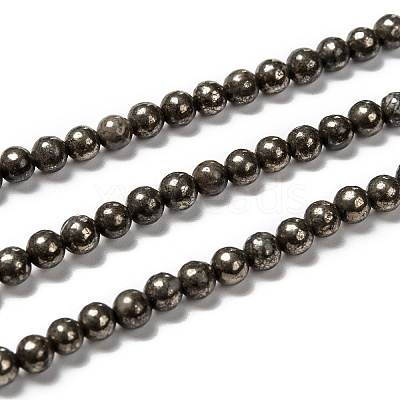 Natural Pyrite Beads Strands X-G-L031-4mm-01-1