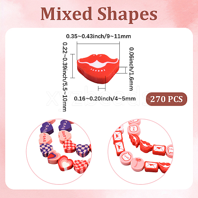270Pcs 2 Styles Valentine's Day Handmade Polymer Clay Beads CLAY-PA0001-51-1