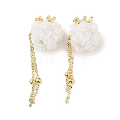 Handmade Polymer Clay Rhinestone Tassel Dangle Beads CLAY-H003-01G-01-1