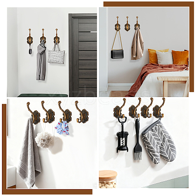 6Pcs Aluminum Wall Mounted Hook Hangers ODIS-JOY0001-02A-1