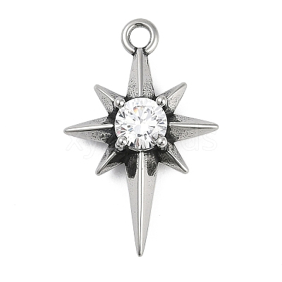 316 Surgical Stainless Steel Micro Pave Cubic Zirconia Pendants LS-STAS-G349-01AS-02-1