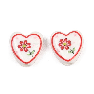 Floral Printed Porcelain Beads PORC-A033-01A-1