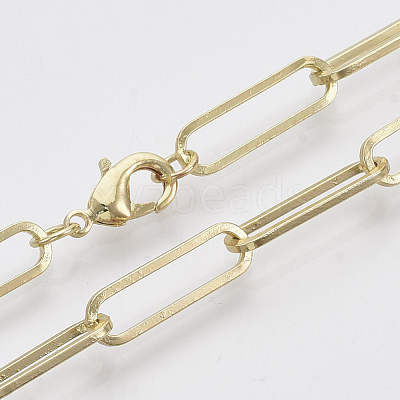 Brass Flat Oval Paperclip Chain Necklace Making MAK-S072-07B-LG-1