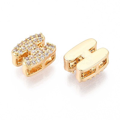 Brass Micro Pave Clear Cubic Zirconia Beads KK-T071-17G-H-1