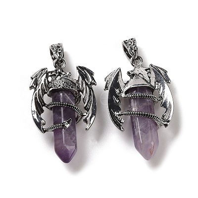Natural Amethyst Pointed Pendants G-B042-04P-54-1