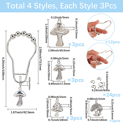 12Pcs 4 Styles Zinc Tibetan Style Alloy Pendants FIND-SP0004-40AS-1