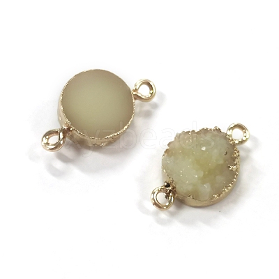 Druzy Resin Connector Charms RESI-WH0029-48G-1