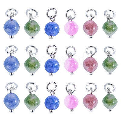 30Pcs Natural Colorful Tourmaline Dice Charms PALLOY-TA00366-1