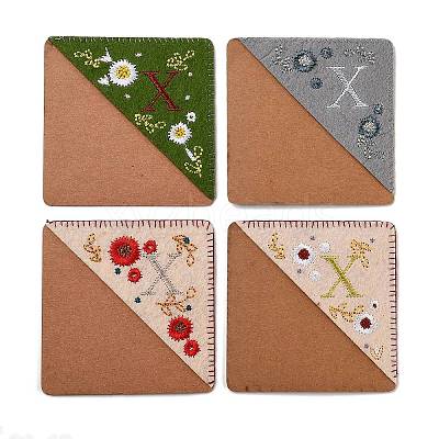 4Pcs Letter Personalized Hand Embroidered Corner Bookmarks JX587X-1