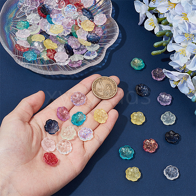 100Pcs 10 Colors Transparent Glass Beads GLAA-DR0001-08-1