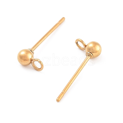 Ion Plating(IP) 304 Stainless Steel Ball Post Stud Earring Findings X-STAS-E163-44G-01-1
