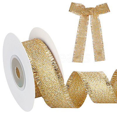 10 Yards Polyester Ribbons with Fringe Edge OCOR-WH0070-120B-1