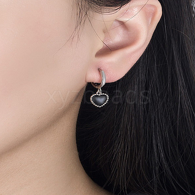 1 Pair Heart Brass Hoop Earrings EJEW-LP0007-050-1