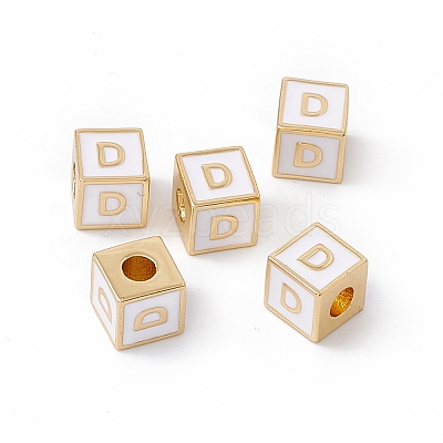 Rack Plating Brass Enamel Beads KK-B060-04G-04D-1