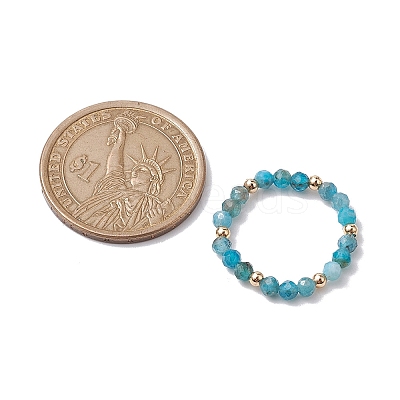 Natural Lapis Lazuli/Apatite with Glass Braided Beaded Finger Rings RJEW-JR00670-1