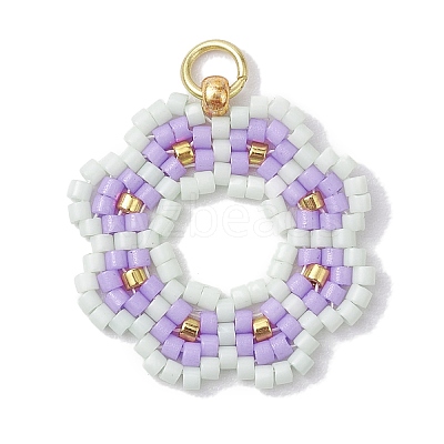 Seed Beads Beaded Charms PALLOY-MZ00205-01-1